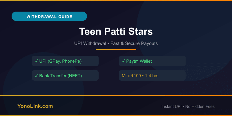 Teen Patti Stars withdrawal UPI payment India 2026